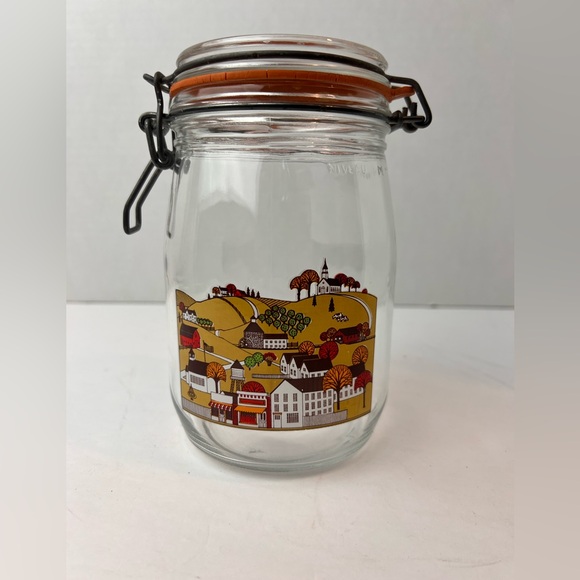 Vintage 1L Arc France Heartland Glass Canister with Hinged Lid w/gasket seal - Picture 1 of 11